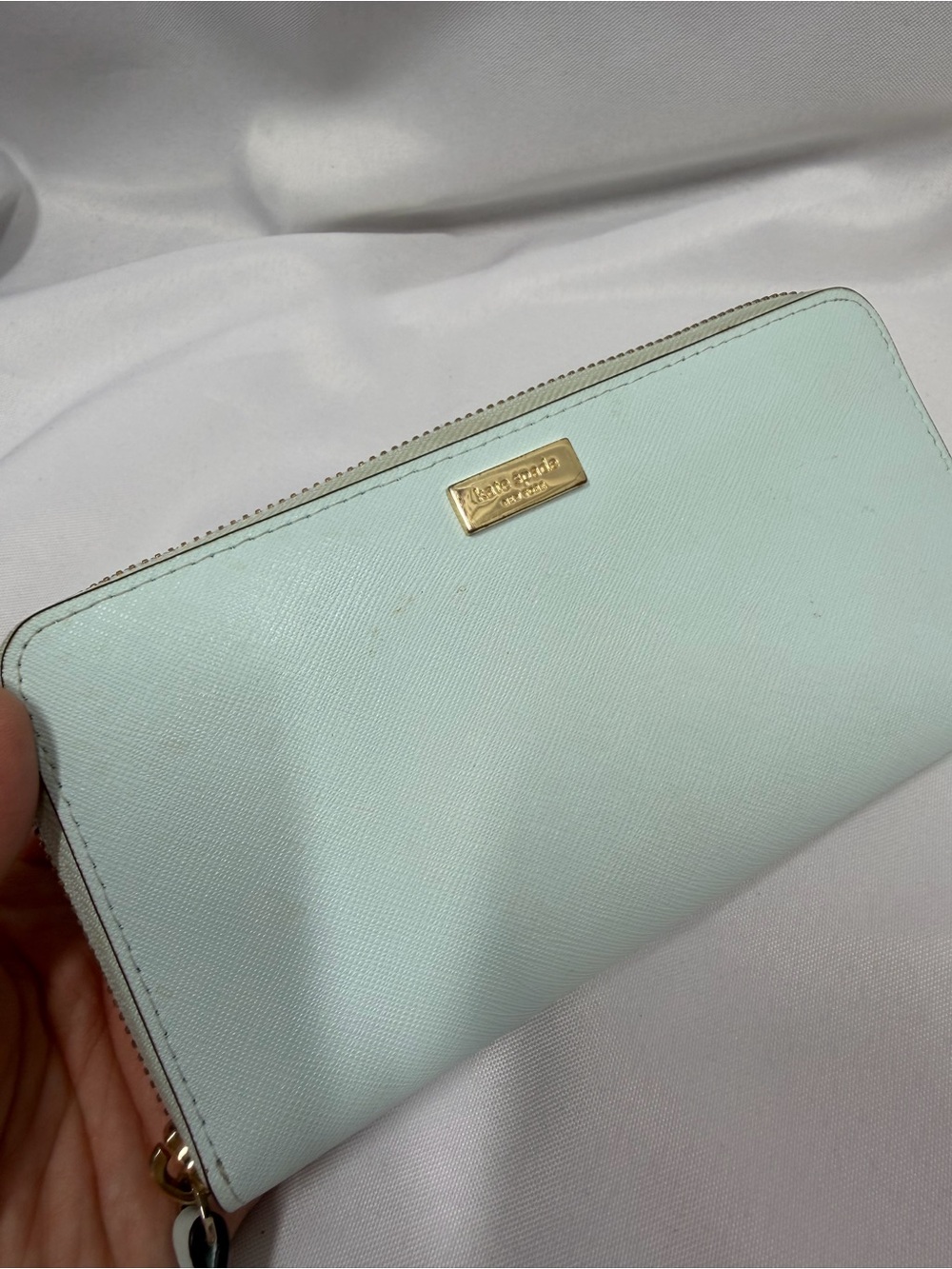 Kate Spade | Newburry Lane Talla Leather Wallet Light Blue Zipper - Picture 2 of 11
